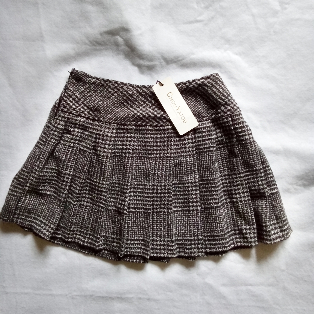 NWT Chouyatou Women's Plaid Mini skirt Side Zipper Fully Lined
